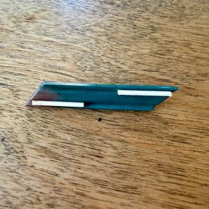 Vintage Teal and Cream Geometric Bakelite Lapel Pin